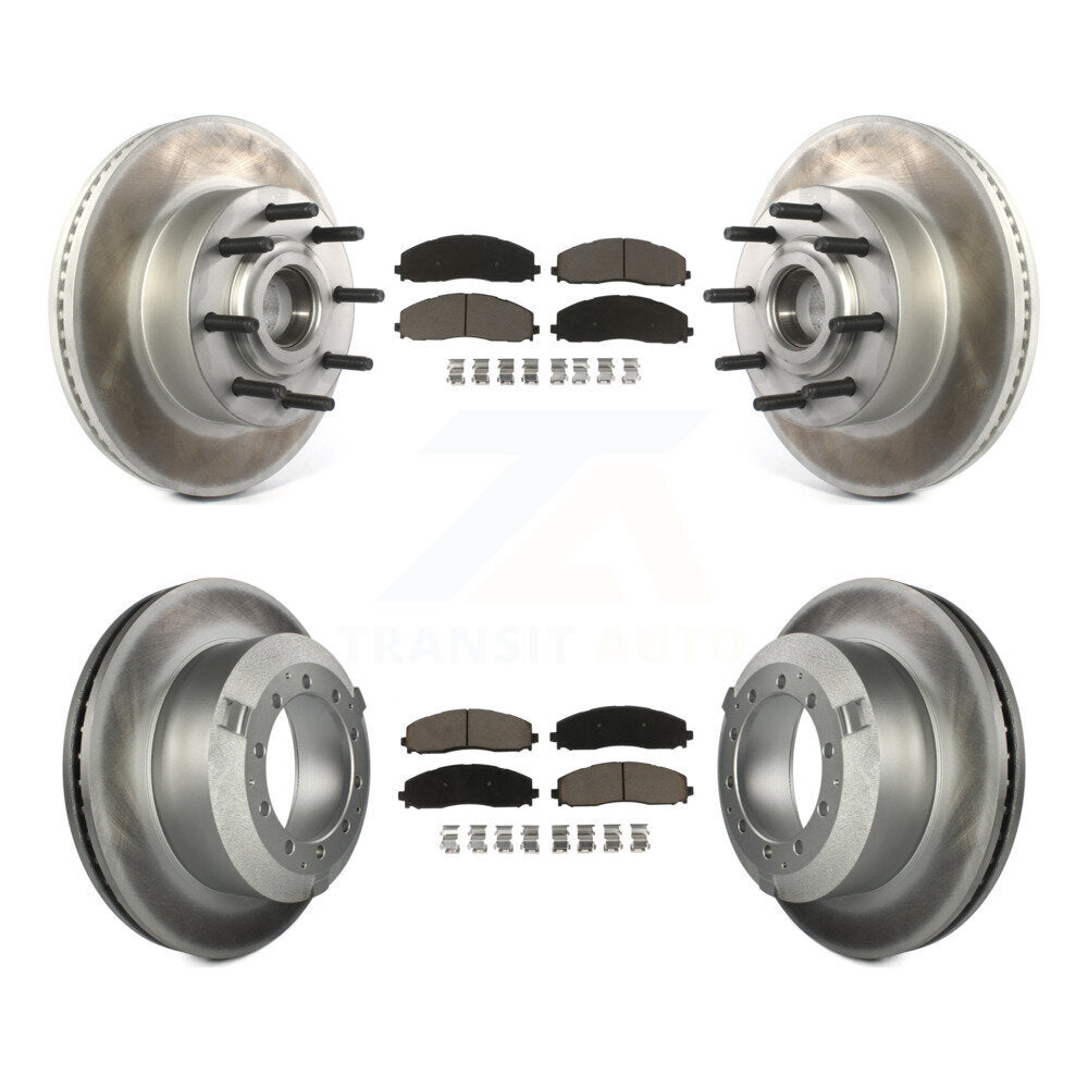 Front Rear Coated Disc Brake Rotor And Ceramic Pad Kit For Ford F-350 Super Duty