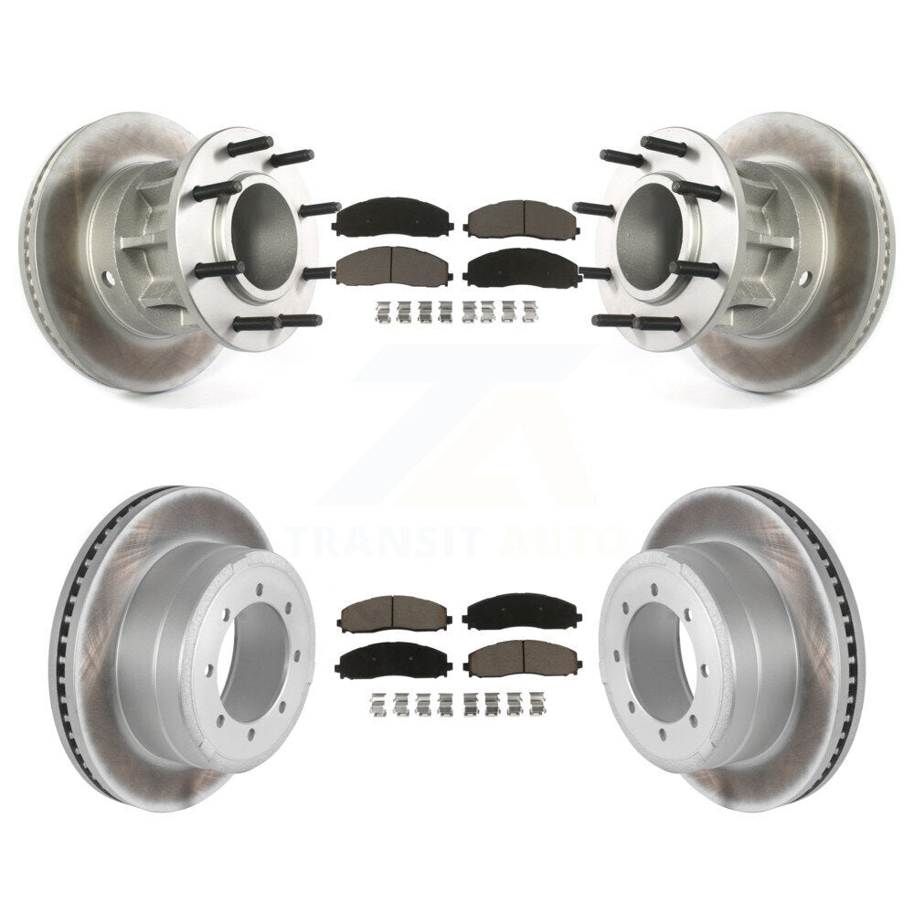 Front Rear Coat Disc Brake Rotor Ceramic Pad Kit For Ford F-350 Super Duty F-250