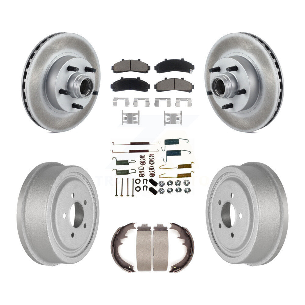 Front Rear Coat Disc Brake Rotors Hub Ceramic Pad Drum Kit (7Pc) For Ford Ranger
