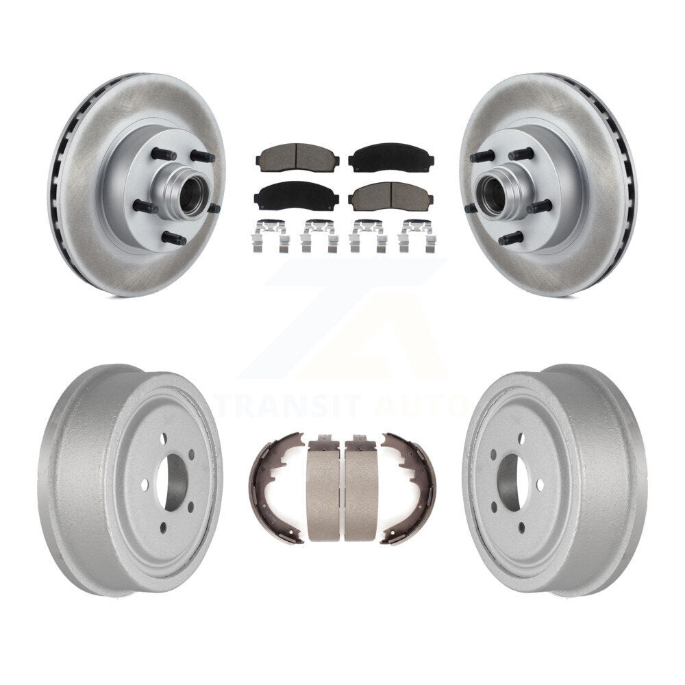 [Front+Rear] 2006-2009 Ford Ranger RWD Coated Rotor Drum Brake Kit & Ceramic Pads For Max Braking