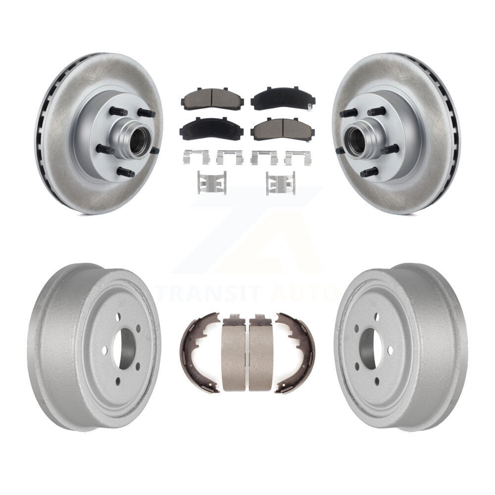 Front Rear Coated Disc Brake Rotors Hub Ceramic Pad And Drum Kit For Ford Ranger