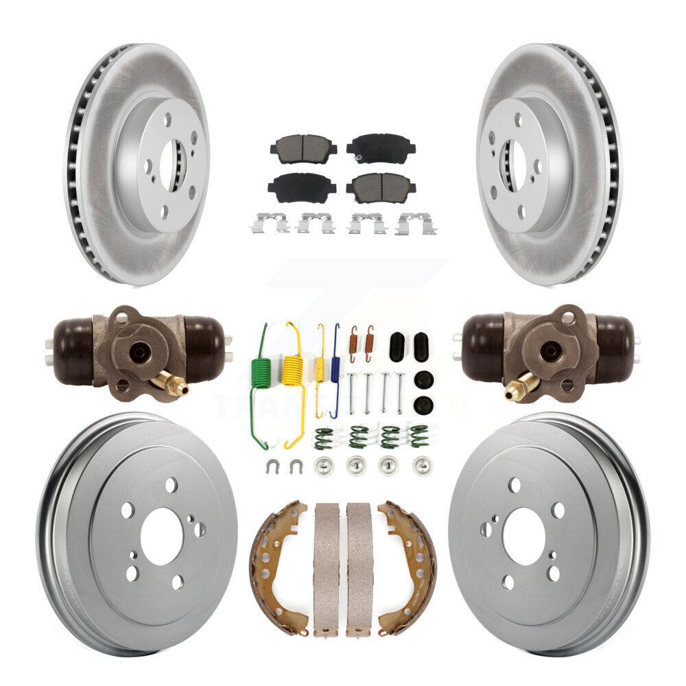 [Front+Rear] 2008 Toyota Prius Coated Rotor Drum Brake Kit & Ceramic Pads For Max Braking