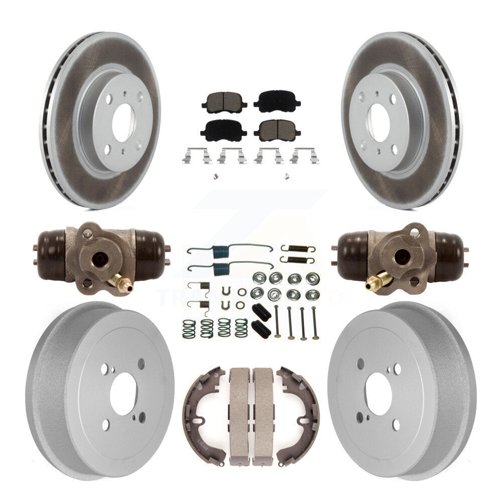 Front Rear Coat Brake Rotors Ceramic Pad Drum Kit (9Pc) For Toyota Corolla Prizm