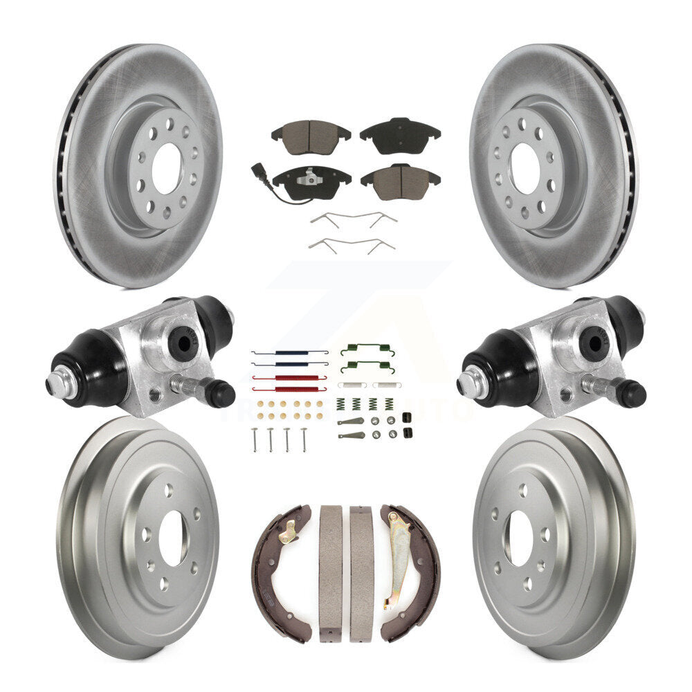 Front Rear Coat Disc Brake Rotor Ceramic Pad Drum Kit (9Pc) For Volkswagen Jetta