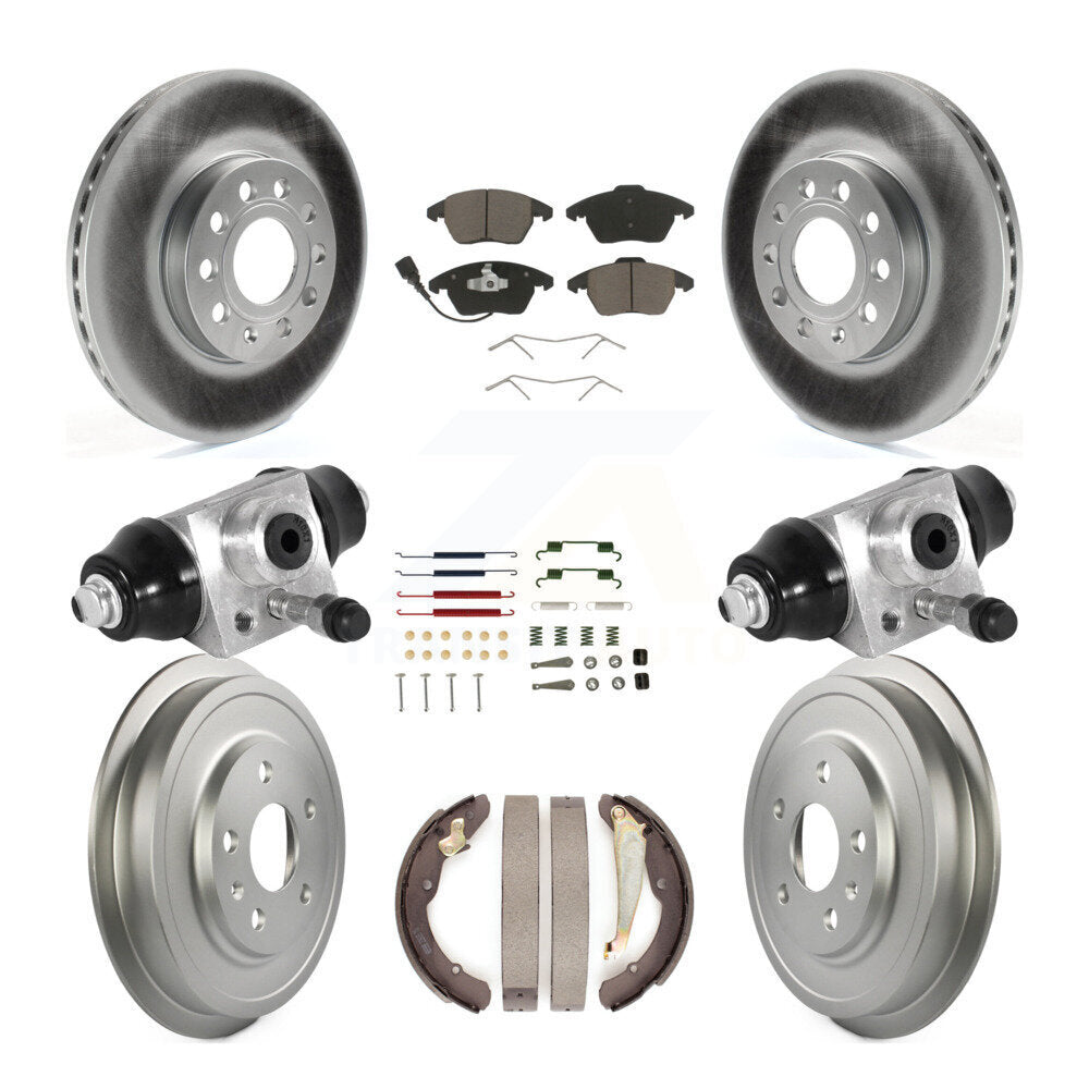 Front Rear Coat Disc Brake Rotor Ceramic Pad Drum Kit (9Pc) For Volkswagen Jetta