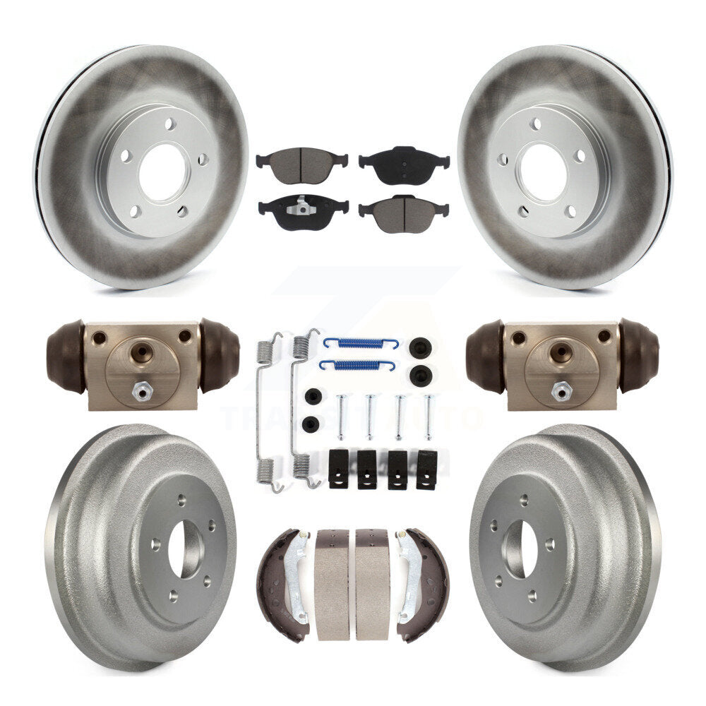 Front Rear Coat Brake Rotors Ceramic Pad Drum Kit (9Pc) For Ford Transit Connect