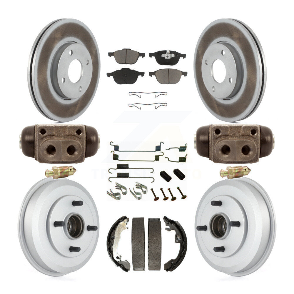 Front Rear Coated Disc Brake Rotor Ceramic Pad And Drum Kit (9Pc) For Ford Focus