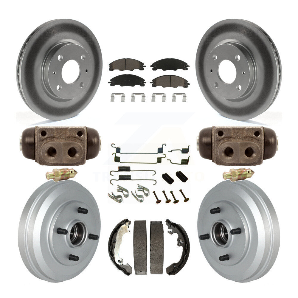 Front Rear Coated Disc Brake Rotor Ceramic Pad And Drum Kit (9Pc) For Ford Focus