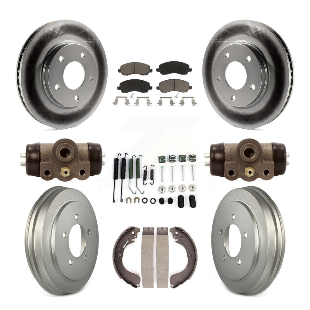 Front Rear Coated Disc Brake Rotors Ceramic Pad Drum Kit (9Pc) For Dodge Caliber