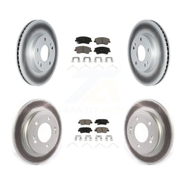 Front Rear Coated Disc Brake Rotors & Ceramic Pad Kit For Kia Niro Hyundai Ioniq