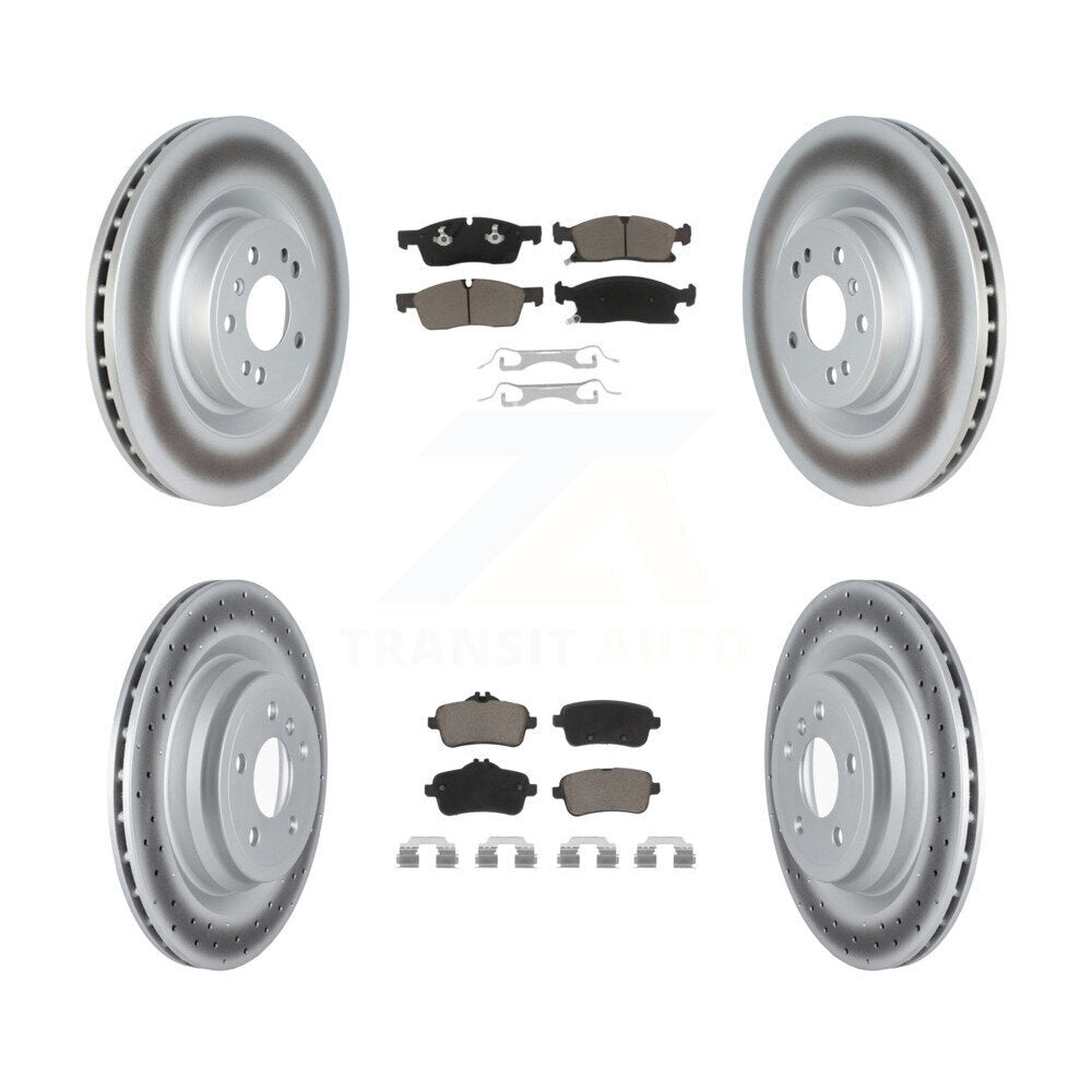 Front Rear Coated Disc Brake Rotors And Ceramic Pad Kit For Mercedes-Benz GLE400