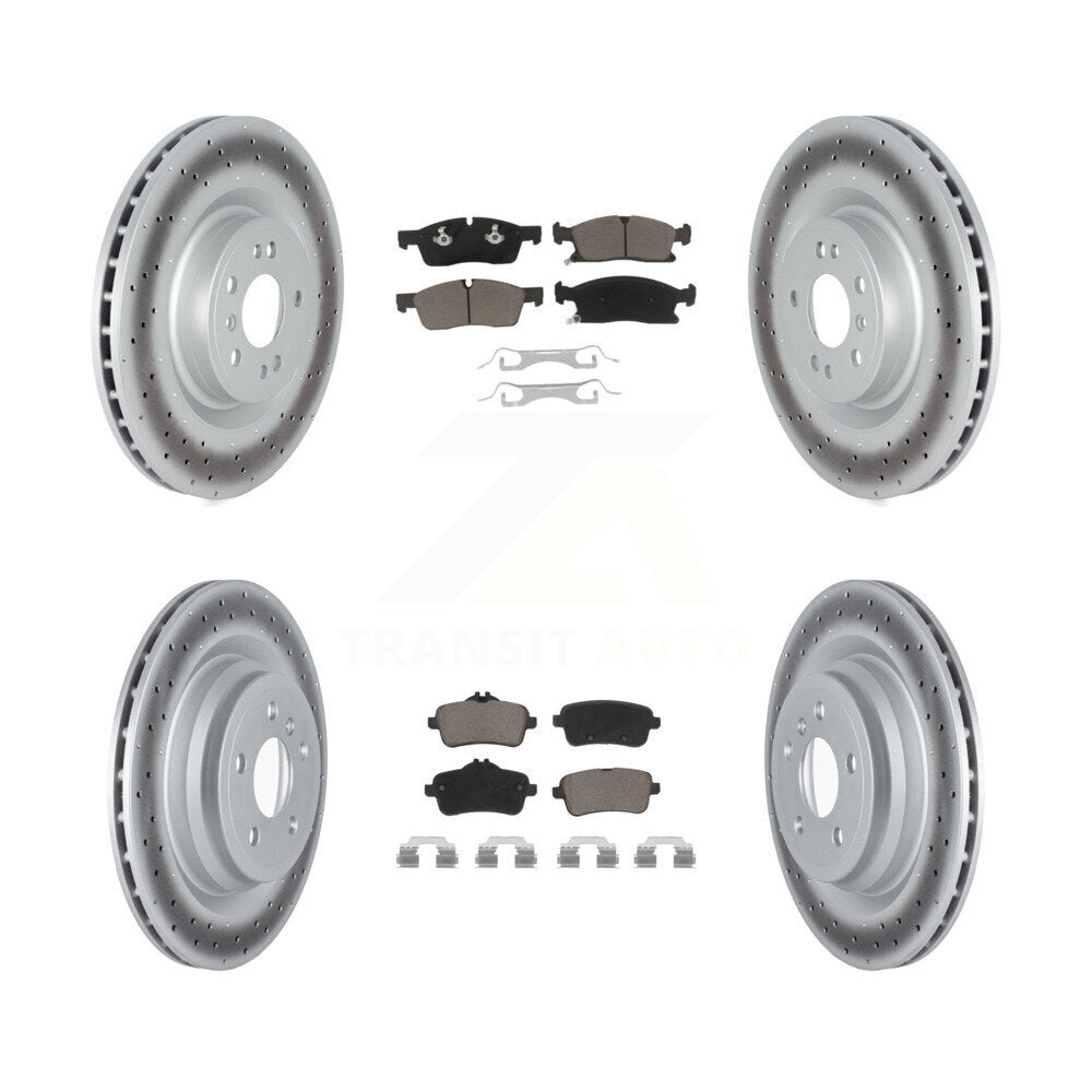 Front Rear Coated Disc Brake Rotors And Ceramic Pad Kit For Mercedes-Benz GLE400