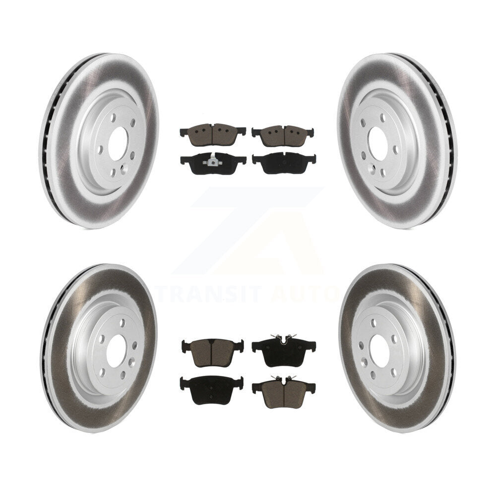 Front Rear Coated Brake Rotor Ceramic Pad Kit For Jaguar F-Pace Land Rover Range