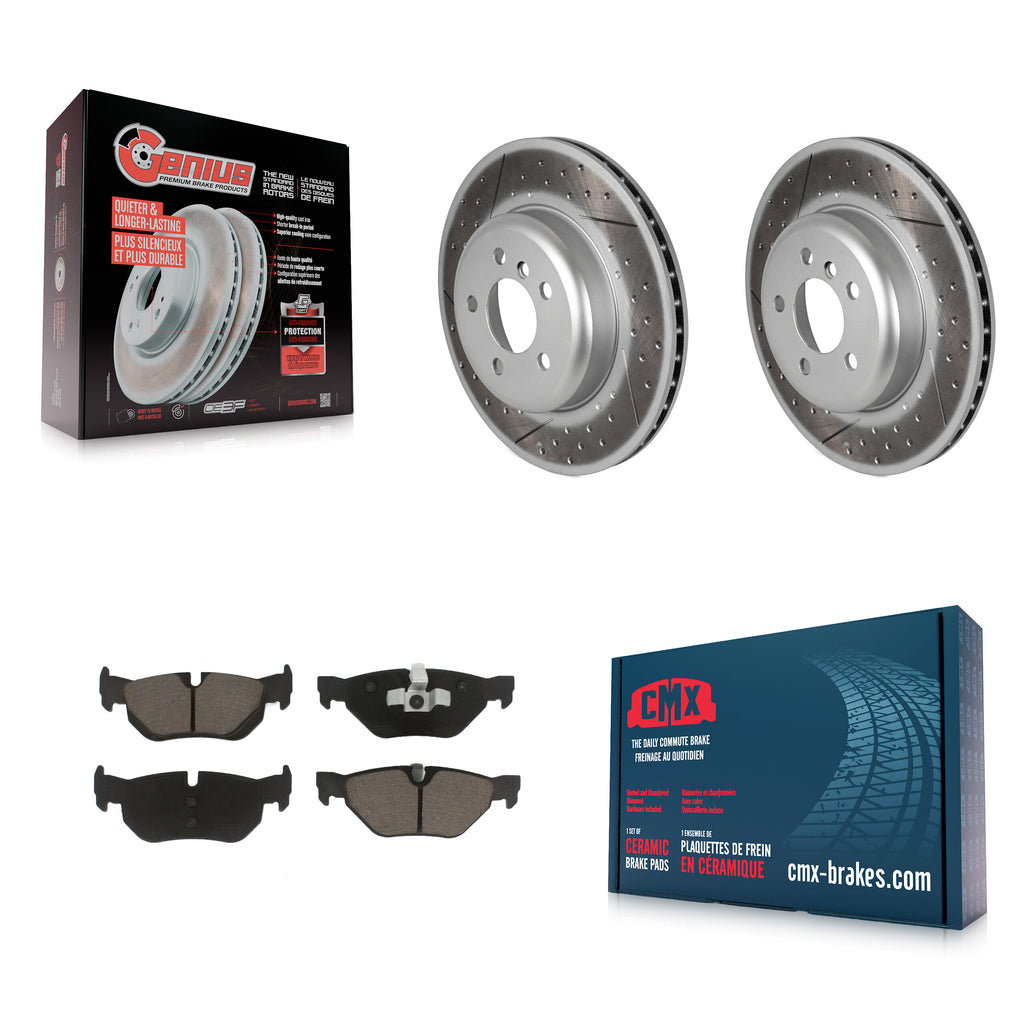 [Rear] 2013 BMW 328i xDrive 3.0L Premium Coated Rotors & Ceramic Pads Brake Kit For Max Braking