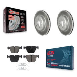 Rear Coated Disc Brake Rotor Ceramic Pad Kit For BMW 740Li 740i 535i GT xDrive 7