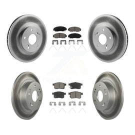 Front Rear Coated Disc Brake Rotors & Ceramic Pad Kit For Honda Accord Acura TSX