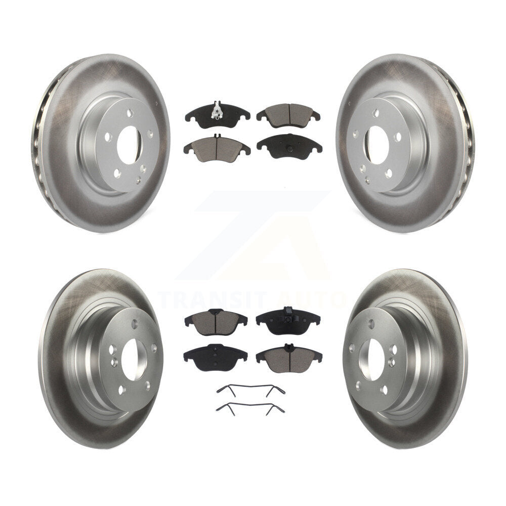 Front Rear Coated Disc Brake Rotors And Ceramic Pads Kit For Mercedes-Benz C300
