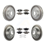 Front Rear Coated Disc Brake Rotors And Ceramic Pads Kit For Mercedes-Benz C300