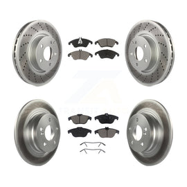 Front Rear Coated Disc Brake Rotors And Ceramic Pads Kit For Mercedes-Benz C300