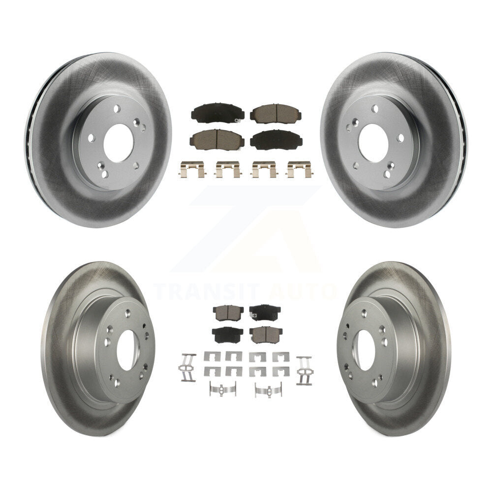Front Rear Coated Brake Rotors Ceramic Pad Kit For Honda Accord Hybrid with 3.0L