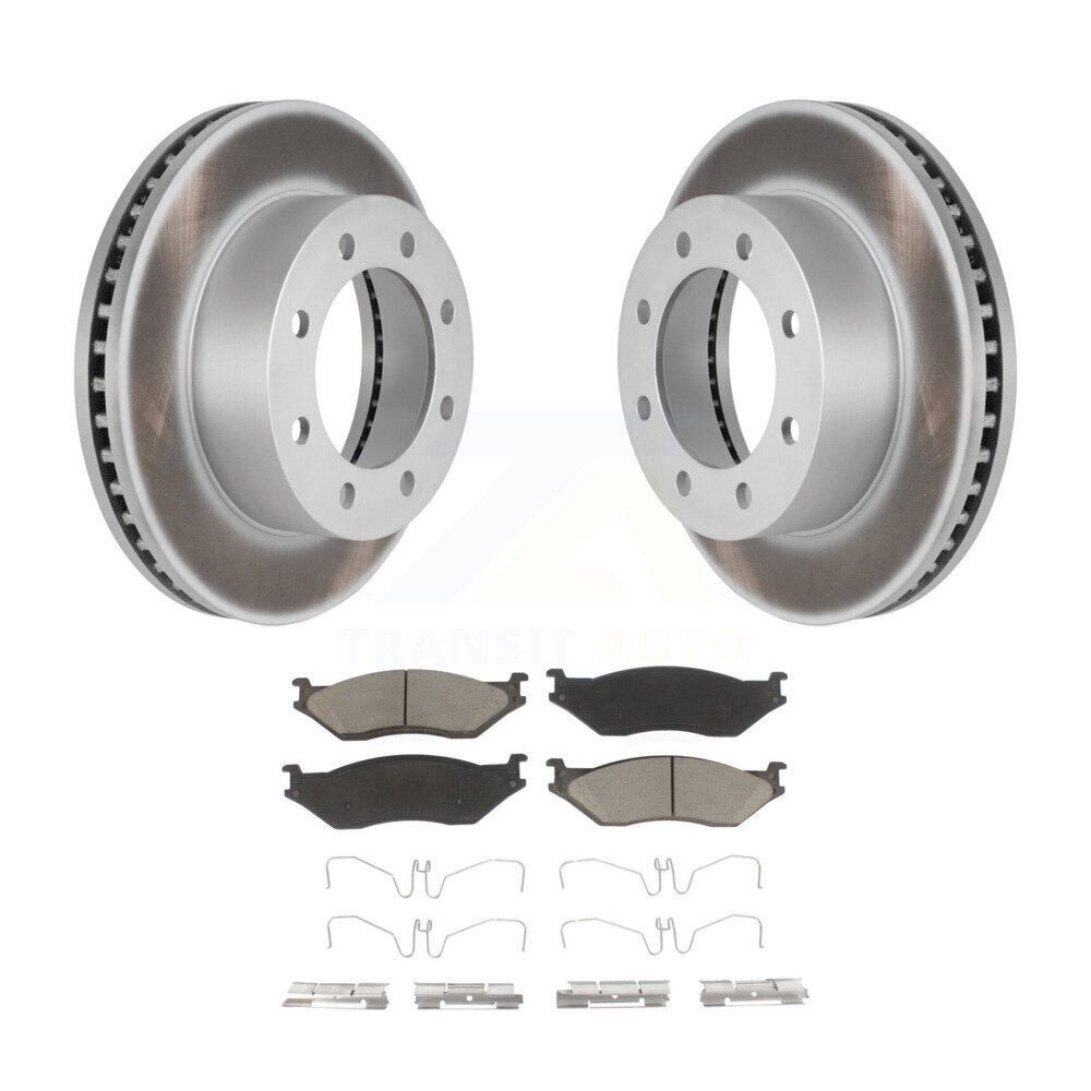 Front Coated Disc Brake Rotors And Ceramic Pads Kit For Ford F-450 Super Duty