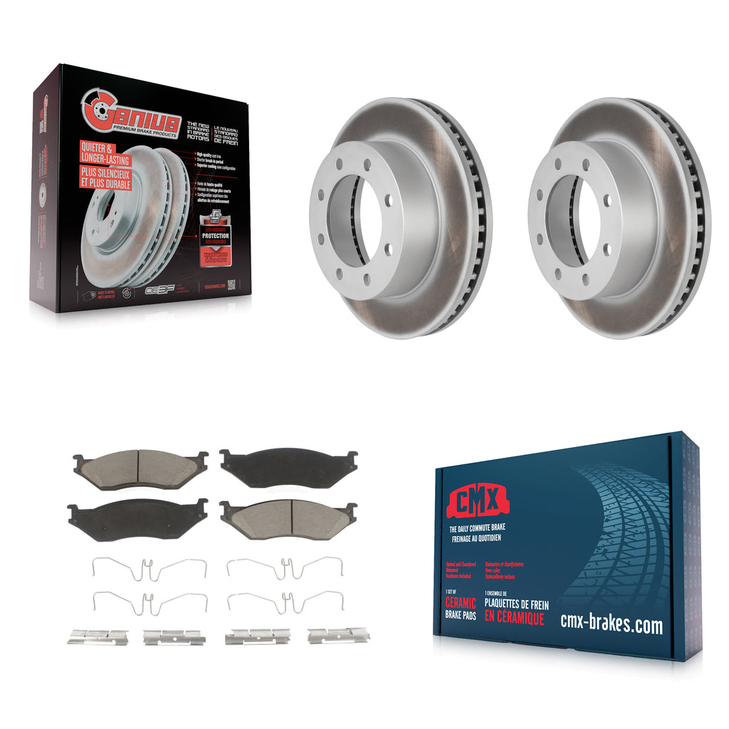 Front Coated Disc Brake Rotors And Ceramic Pads Kit For Ford F-450 Super Duty