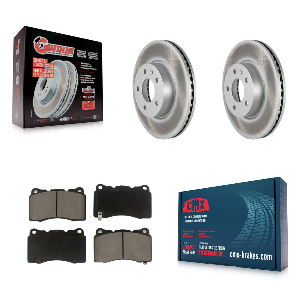 Front Coated Disc Brake Rotors And Ceramic Pads Kit For 2019 Cadillac ATS Base