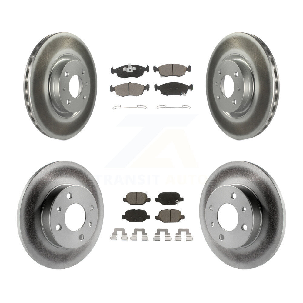 Front Rear Coated Disc Brake Rotors And Ceramic Pads Kit For Fiat 500