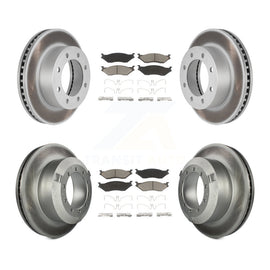 Front Rear Coated Disc Brake Rotor And Ceramic Pad Kit For Ford F-450 Super Duty