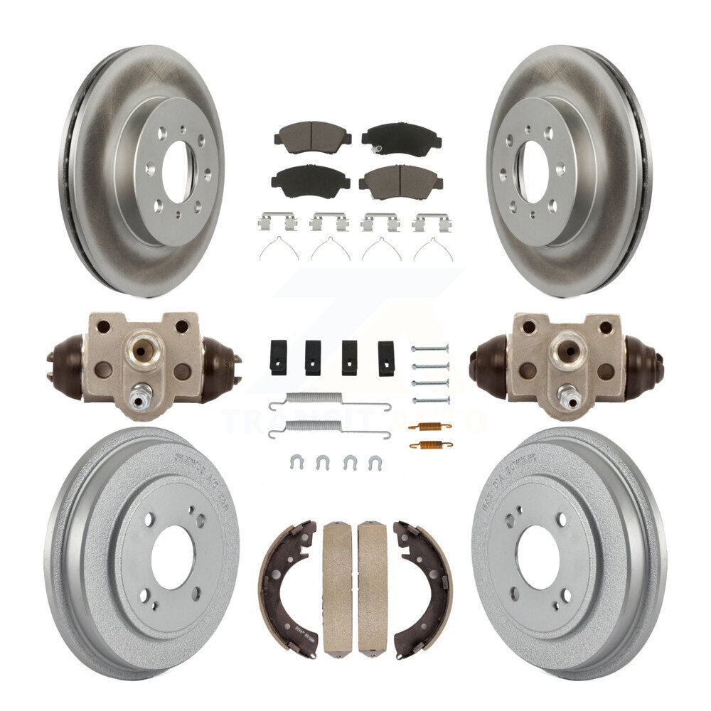 Front Rear Coated Disc Brake Rotors Ceramic Pad & Drum Kit (9Pc) For Honda Civic