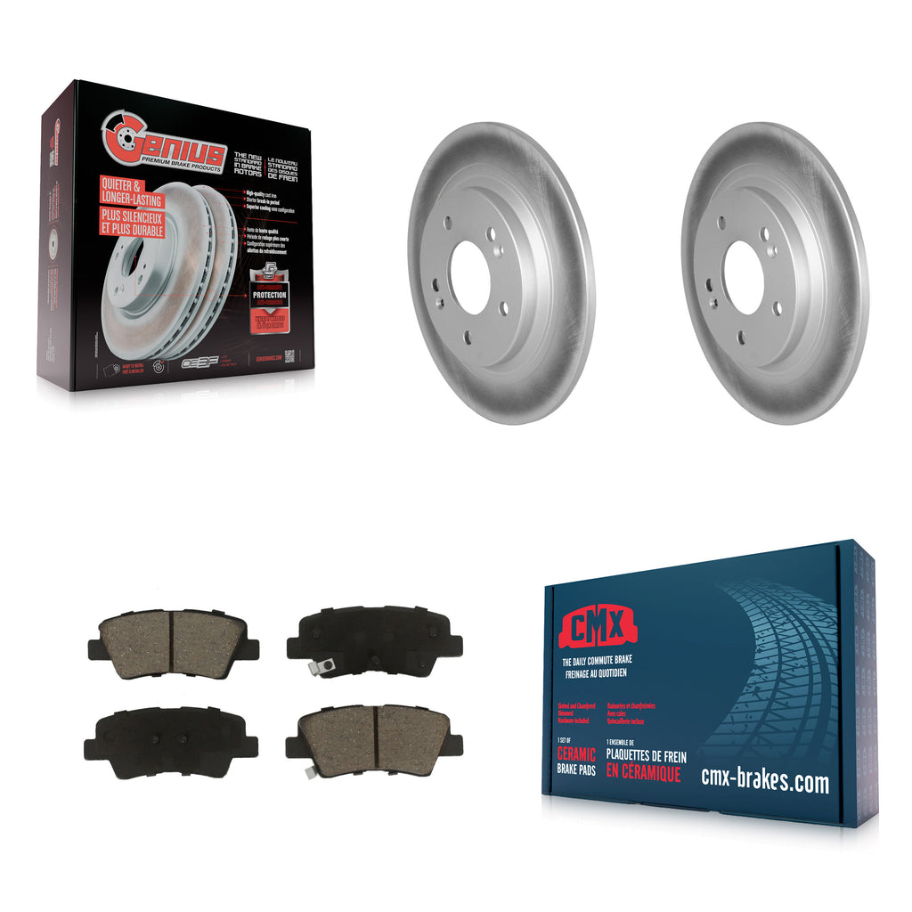 [Rear] 2022-2023 Hyundai Kona AWD Premium Coated Rotors & Ceramic Pads Brake Kit For Max Braking
