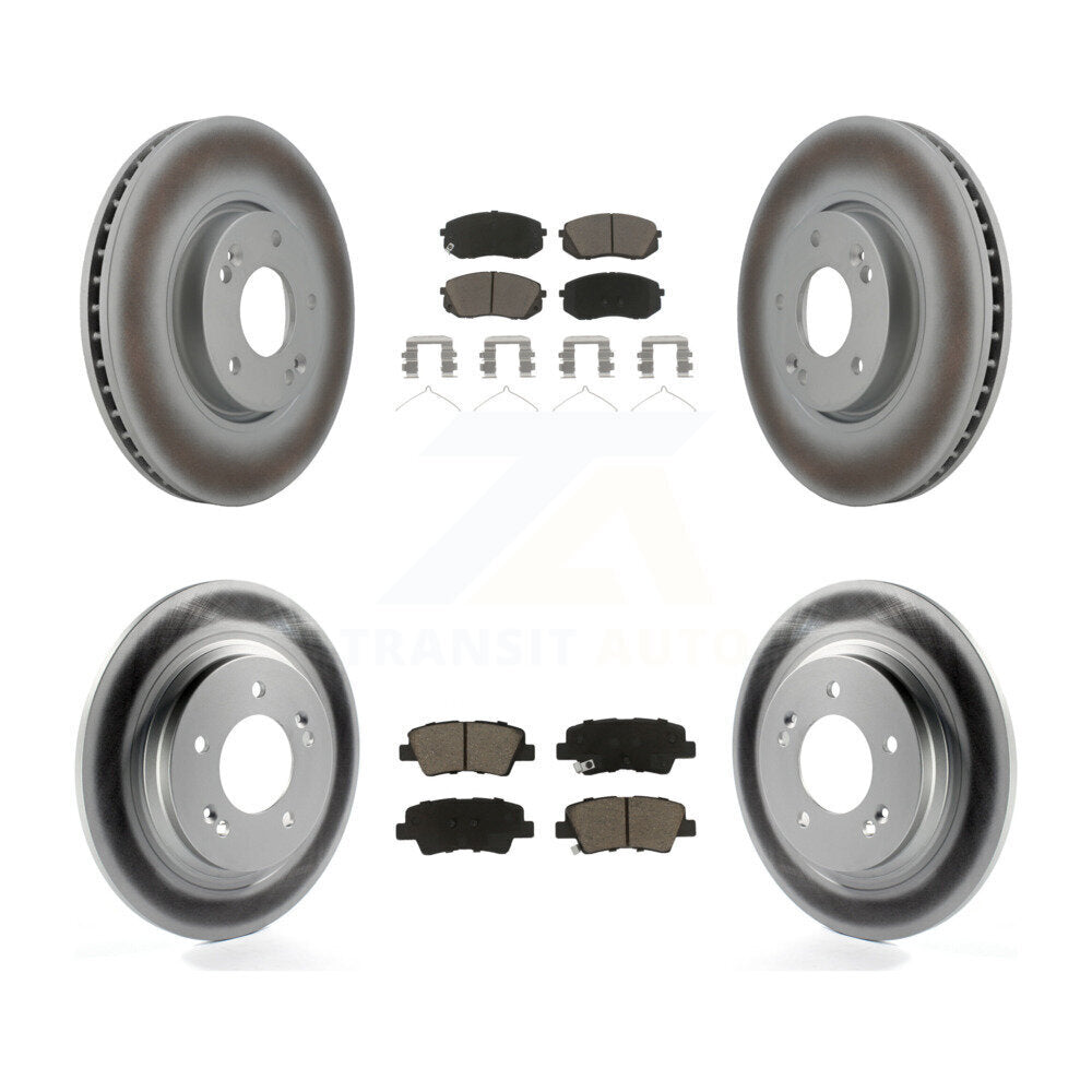 Front Rear Coated Disc Brake Rotors And Ceramic Pads Kit For Hyundai Sonata