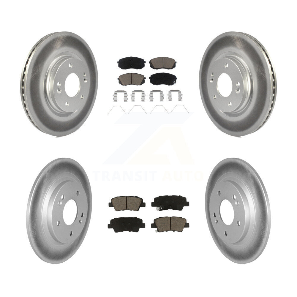 [Front+Rear] 2022 Hyundai Kona AWD Premium Coated Rotors & Ceramic Pads Brake Kit For Max Braking