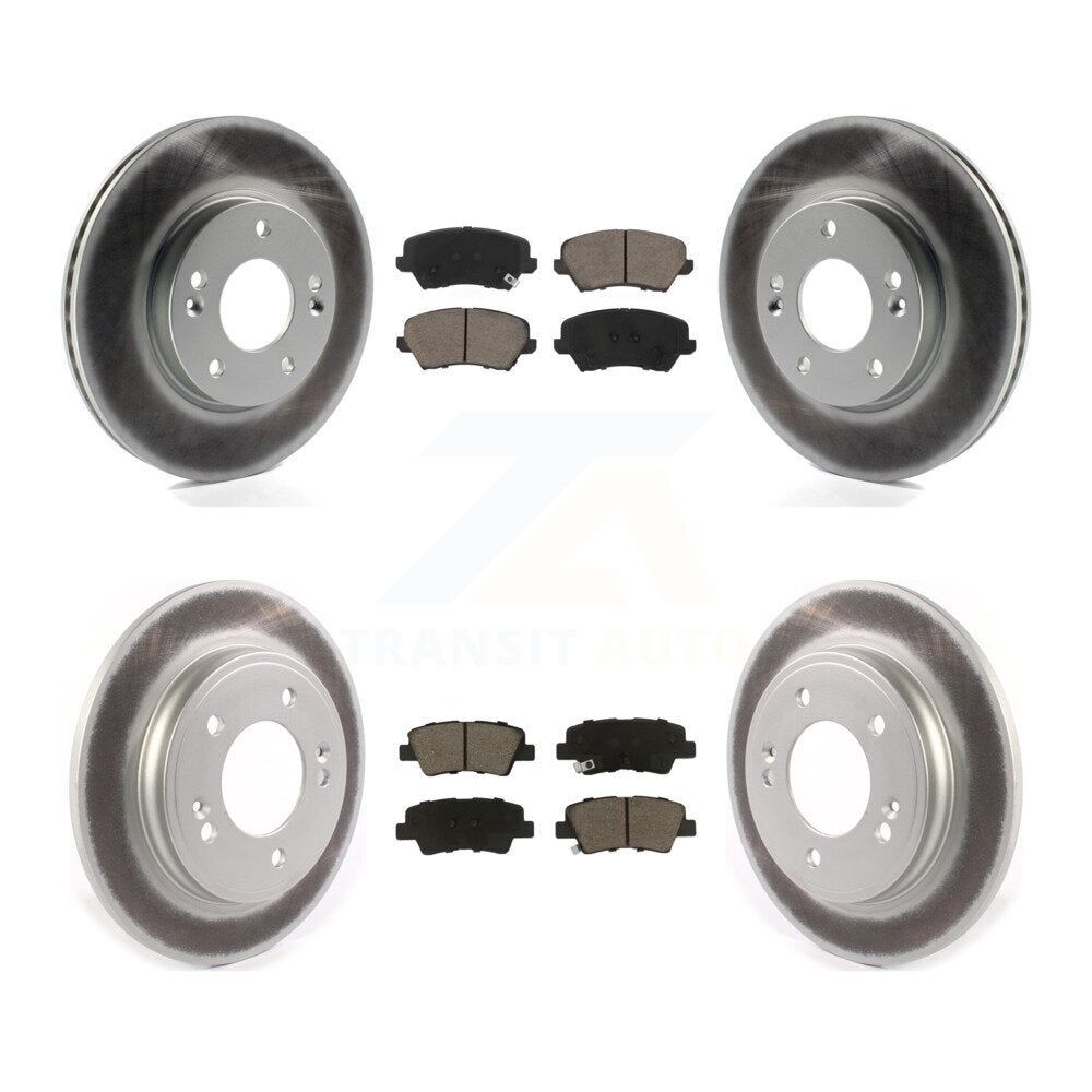 Front Rear Coated Disc Brake Rotors And Ceramic Pads Kit For Hyundai Veloster