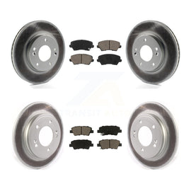 Front Rear Coated Disc Brake Rotors And Ceramic Pads Kit For Hyundai Veloster