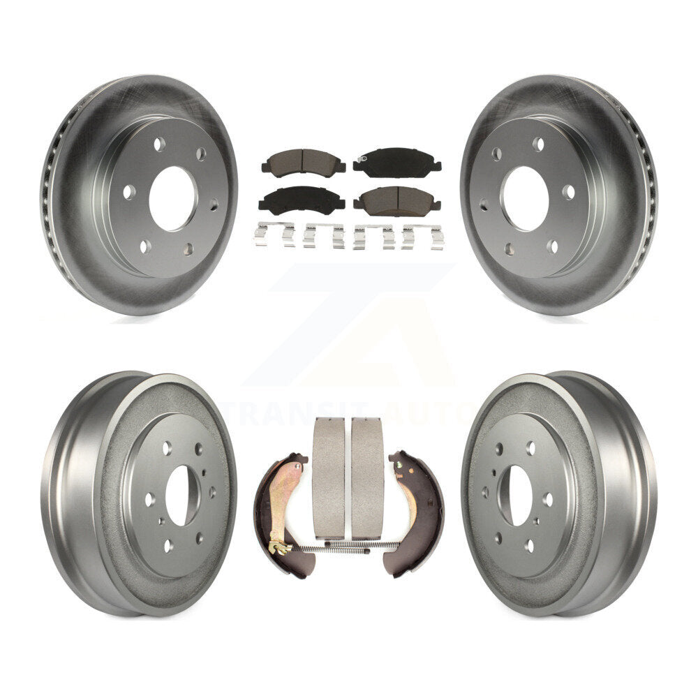Front Rear Coated Disc Brake Rotors Ceramic Pad And Drum Kit For GMC Sierra 1500