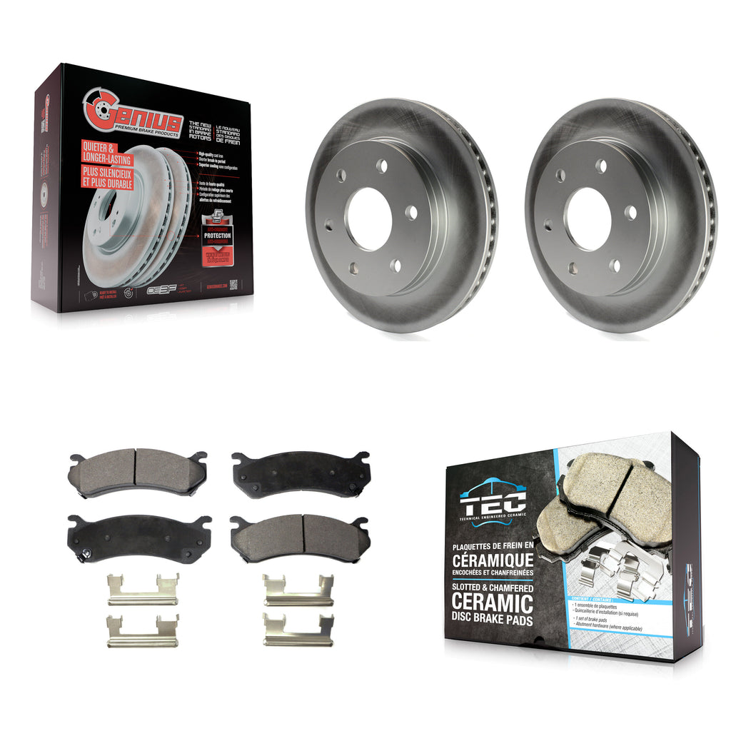 Front Coat Brake Rotor Ceramic Pad Kit For Chevrolet Silverado 1500 GMC Tahoe XL