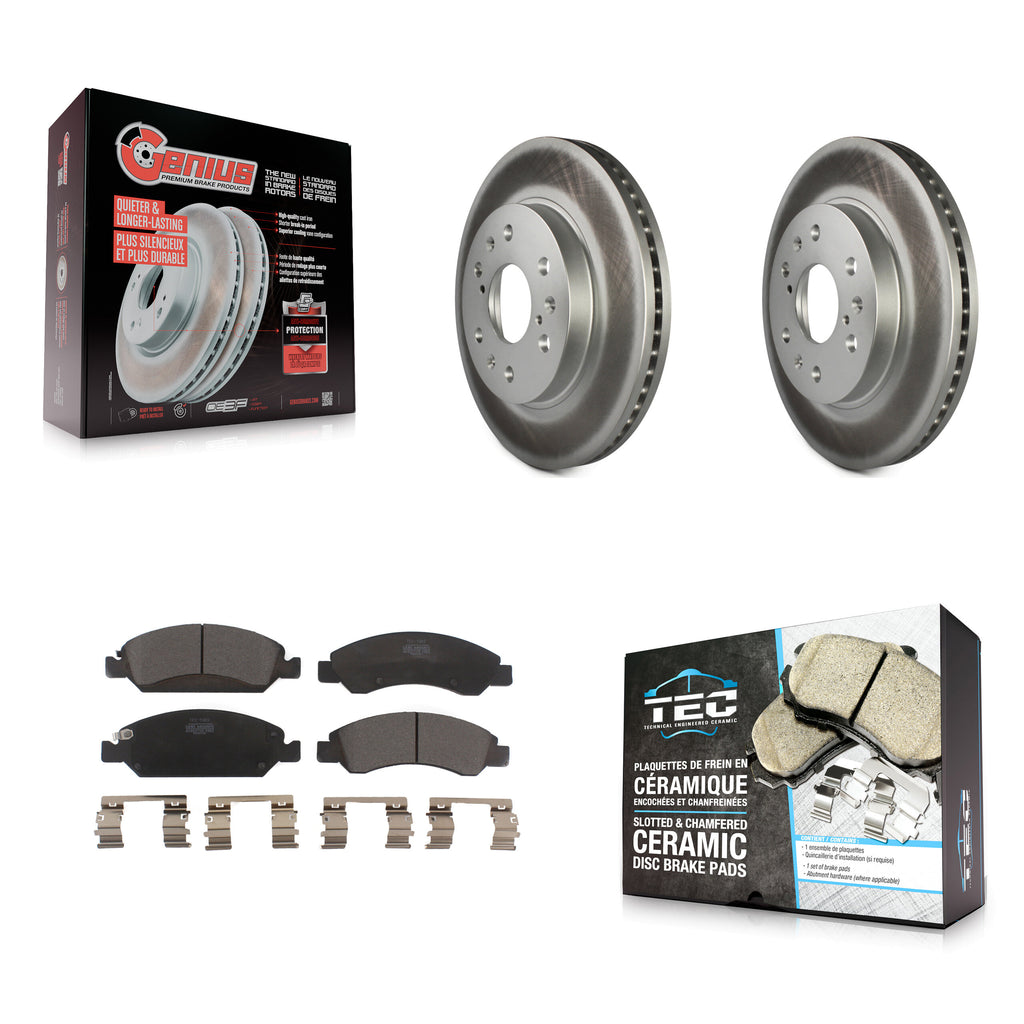 Front Coated Brake Rotor Ceramic Pad Kit For Chevrolet Silverado 1500 GMC Sierra