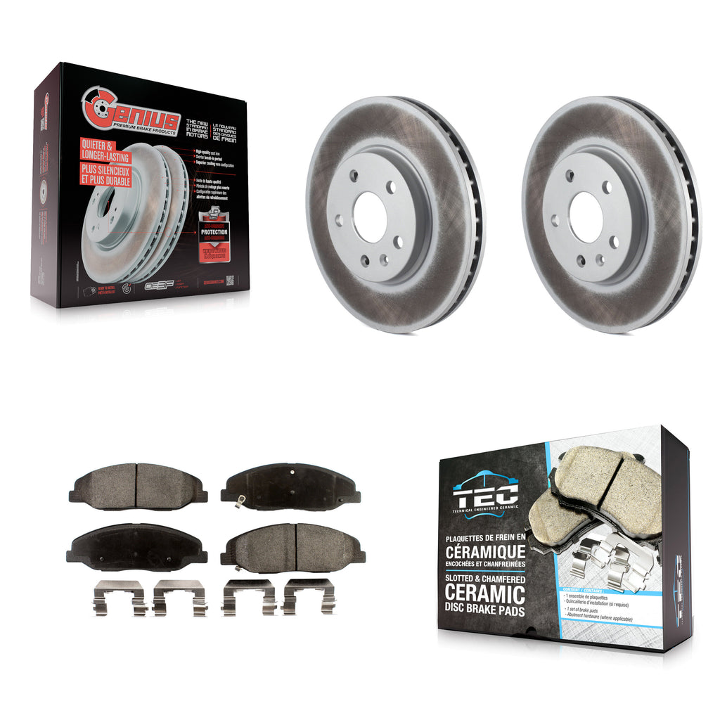 Front Coated Disc Brake Rotors And Ceramic Pads Kit For Cadillac CTS