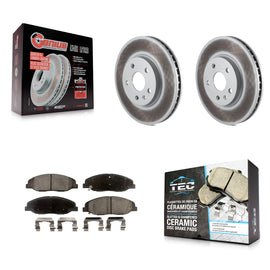 Front Coated Disc Brake Rotors And Ceramic Pads Kit For Cadillac CTS