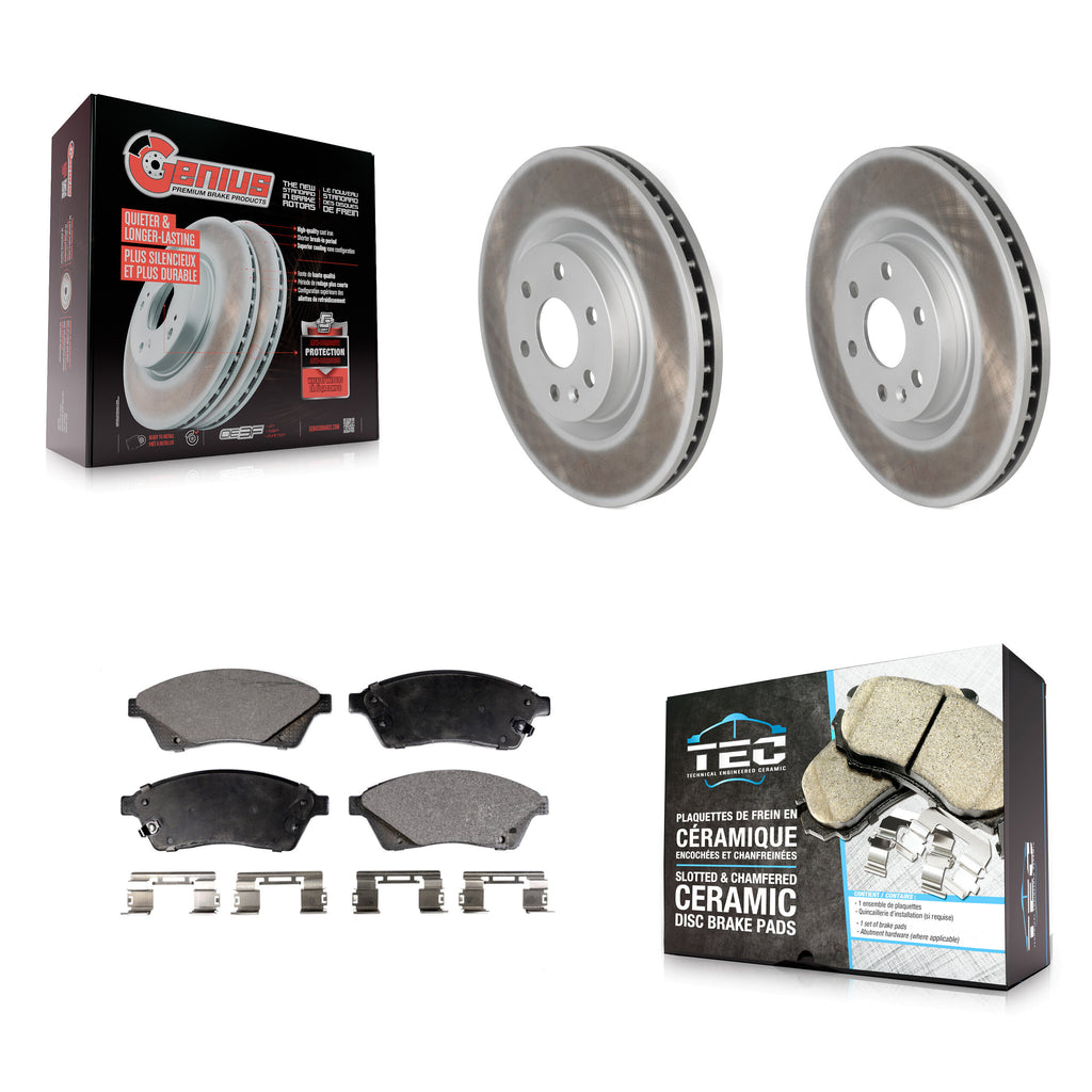 Front Coated Disc Brake Rotors And Ceramic Pads Kit For Cadillac SRX Saab 9-4X