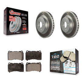 Front Coated Disc Brake Rotors And Ceramic Pads Kit For Cadillac ATS