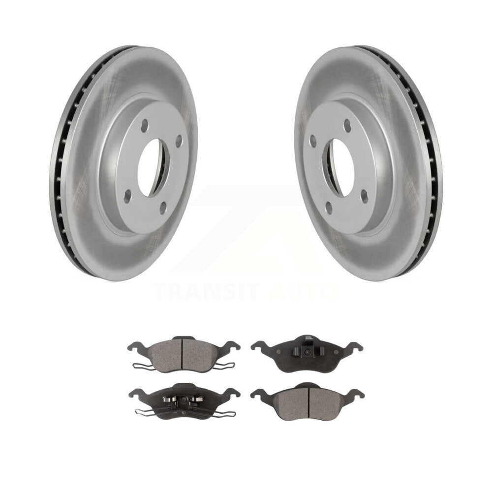 Front Coated Disc Brake Rotors And Ceramic Pads Kit For Ford Focus