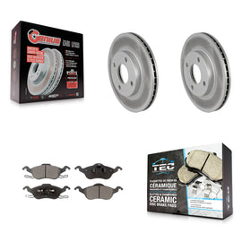 Front Coated Disc Brake Rotors And Ceramic Pads Kit For Ford Focus