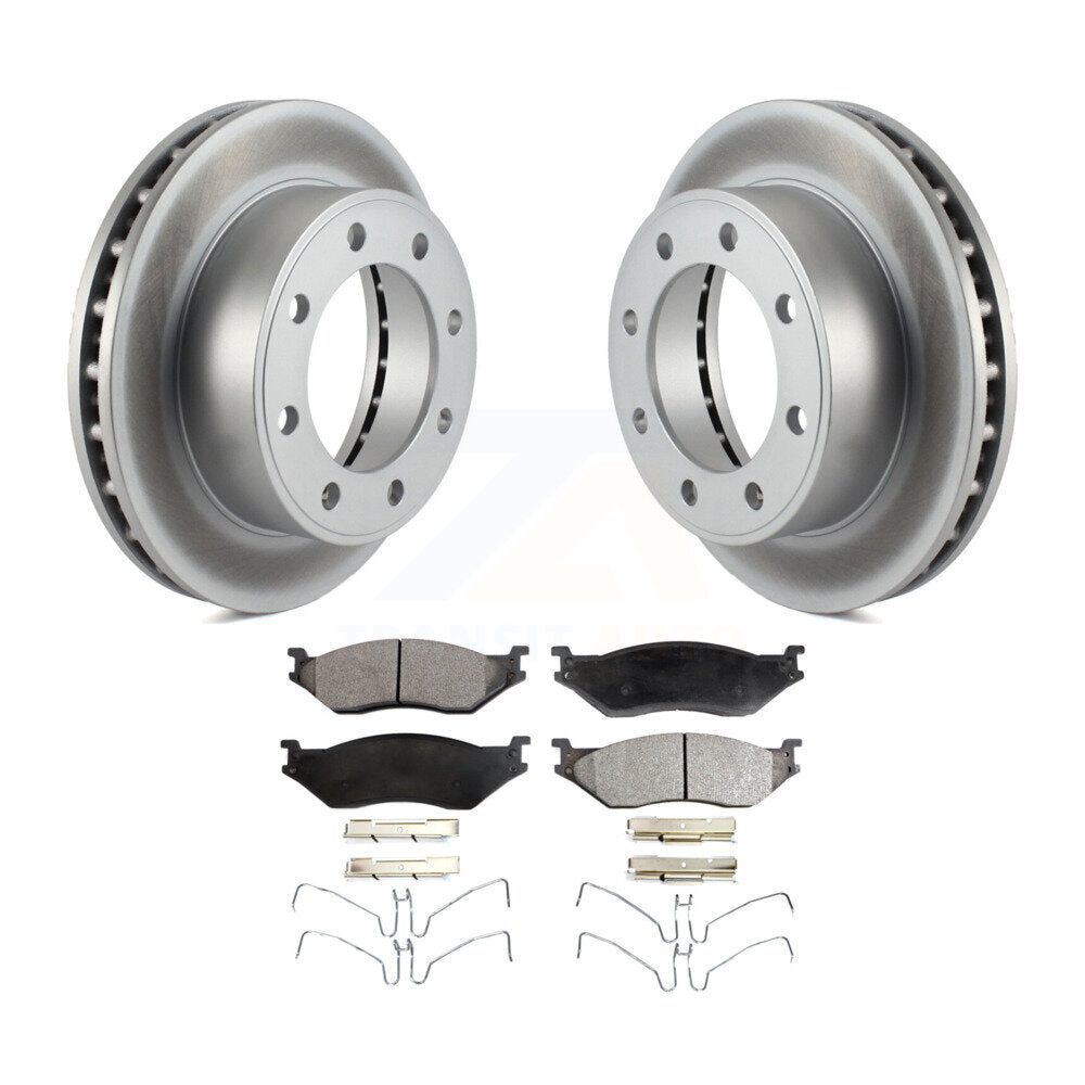 Front Coated Disc Brake Rotors & Ceramic Pad Kit For Ford F-550 Super Duty F-450