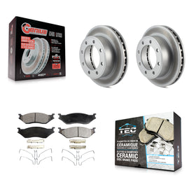 Front Coated Disc Brake Rotors & Ceramic Pad Kit For Ford F-550 Super Duty F-450
