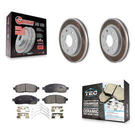 Front Coated Disc Brake Rotor Ceramic Pad Kit For Ford F-150 Lincoln Mark LT 4WD