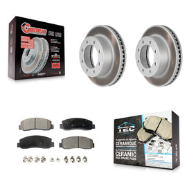 Front Coated Disc Brake Rotors & Ceramic Pad Kit For Ford F-250 Super Duty F-350