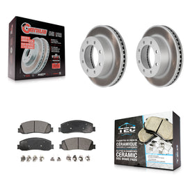 Front Coat Disc Brake Rotors Ceramic Pad Kit For Ford F-350 Super Duty F-250 4WD