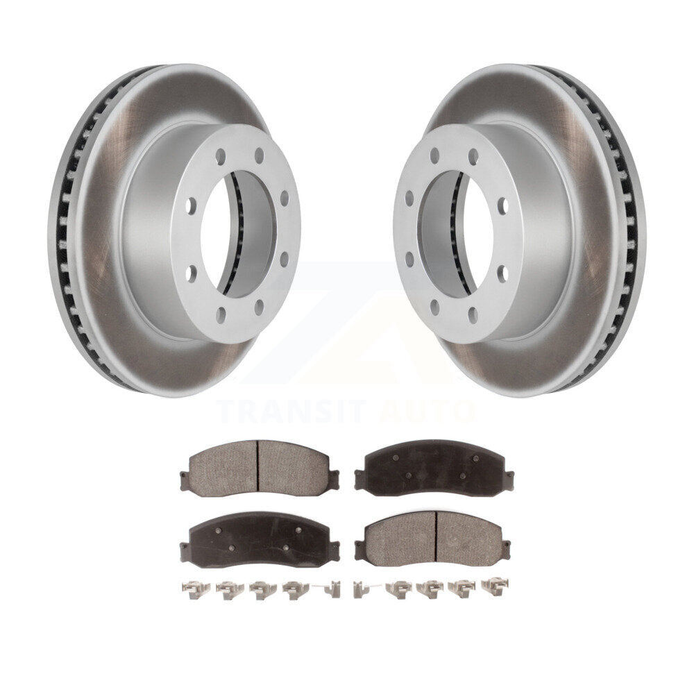 Front Coat Disc Brake Rotors Ceramic Pad Kit For Ford F-250 Super Duty F-350 4WD